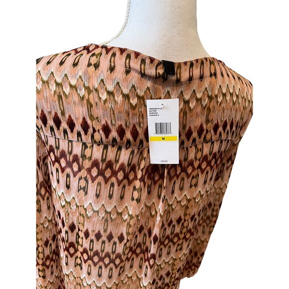 Jessica Simpson Chiffon Boho Print Long Sleeve Top Earth Tones M - Picture 5 of 7